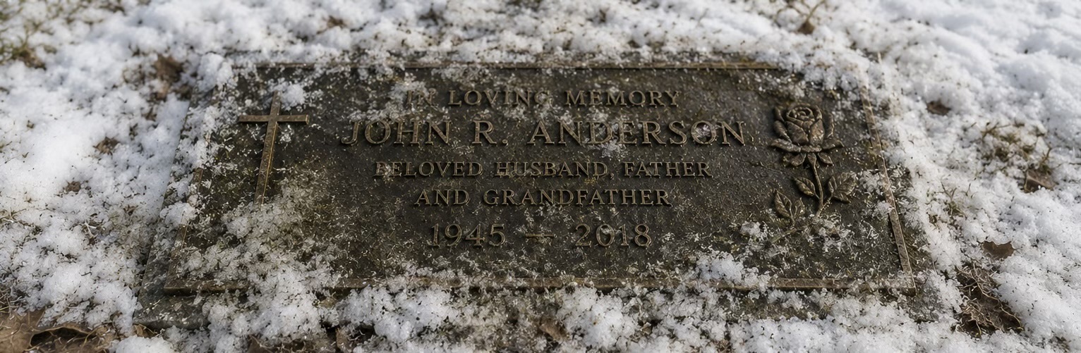 John R. Anderson marker before snow clearing